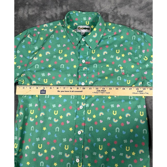 Tipsy Elves Button Up Shirt Mens L Green Lucky Charms St Patrick's  Leprechaun - Picture 4 of 8